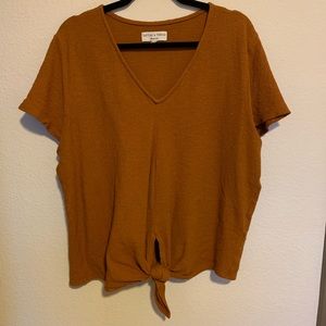 Madewell orange tie front blouse